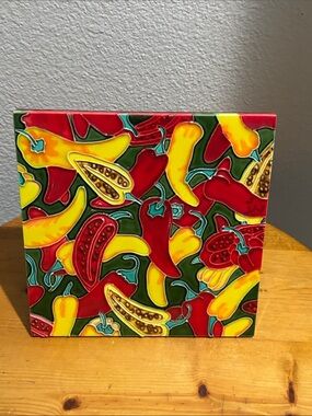 Muddy Waters Colorful Chili Pepper Tile Art
